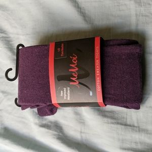 New Girls Memoi Cotton Sweater Tights Plum heather size 10 pur ppl le